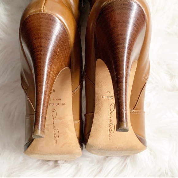 Oscar de la Renta | Chestnut Leather Boots - Picture 4 of 4